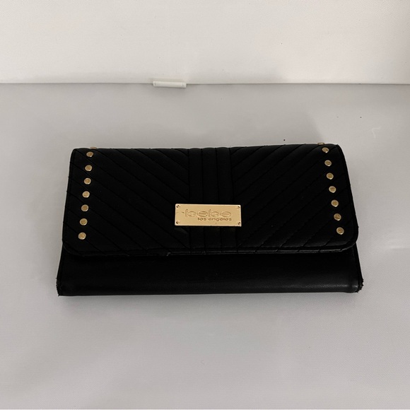 Black and gold wallet with studs #luxuryaccessories bebe - Picture 3 of 6